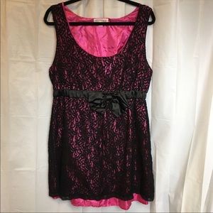 Sleeveless Top Black Lace Overlay